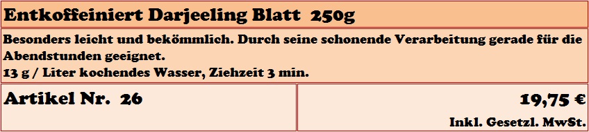 Entkoffeiniert Darjeeling
